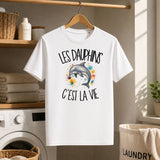 T-shirt Homme Blanc Les dauphins c'est la vie