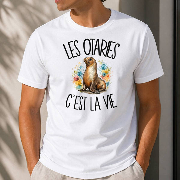 T-shirt Homme Blanc Les otaries c'est la vie