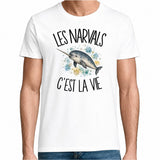T-shirt Homme Blanc Les narvals c'est la vie