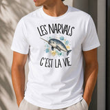 T-shirt Homme Blanc Les narvals c'est la vie