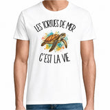 T-shirt Homme Blanc Les tortues de mer c'est la vie