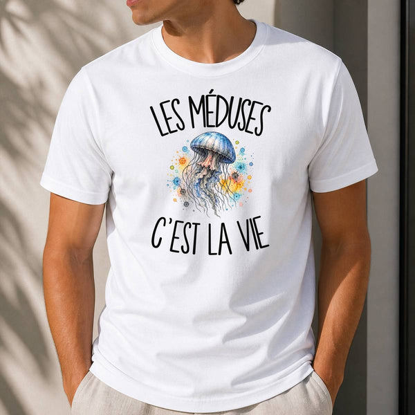 T-shirt Homme Blanc Les méduses c'est la vie