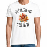 T-shirt Homme Blanc Les étoiles de mer c'est la vie
