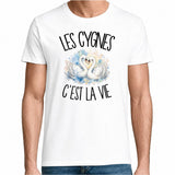T-shirt Homme Blanc Les cygnes c'est la vie