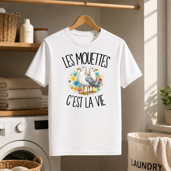 T-shirt Homme Blanc Les mouettes c'est la vie
