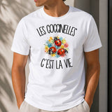 T-shirt Homme Blanc Les coccinelles c'est la vie