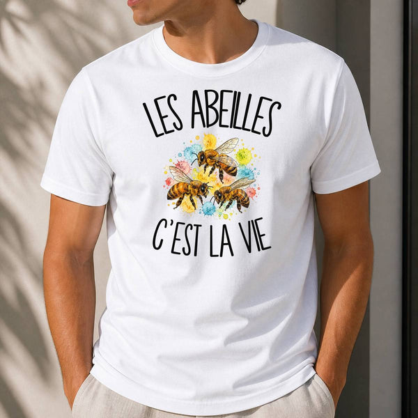 T-shirt Homme Blanc Les abeilles c'est la vie