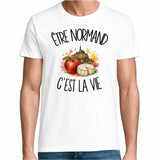 T-shirt Homme Blanc Être normand c'est la vie