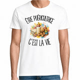 T-shirt Homme Blanc Être puéricultrice c'est la vie