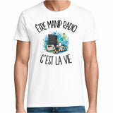T-shirt Homme Blanc Être manip radio c'est la vie