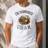 T-shirt Homme Blanc Être documentaliste c'est la vie
