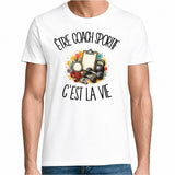 T-shirt Homme Blanc Être coach sportif c'est la vie