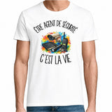 T-shirt Homme Blanc Être agent de sécurité c'est la vie
