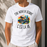 T-shirt Homme Blanc Être agent de sécurité c'est la vie
