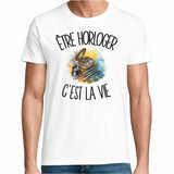 T-shirt Homme Blanc Être horloger c'est la vie