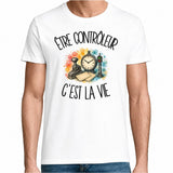 T-shirt Homme Blanc Être contrôleur c'est la vie
