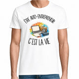 T-shirt Homme Blanc Être auto-entrepreneur c'est la vie