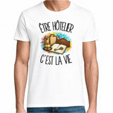 T-shirt Homme Blanc Être hôtelier c'est la vie