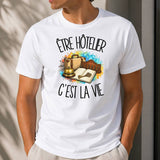 T-shirt Homme Blanc Être hôtelier c'est la vie