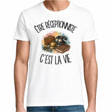 T-shirt Homme Blanc Être réceptionniste c'est la vie