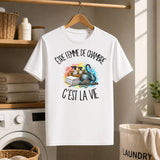T-shirt Homme Blanc Être femme de chambre c'est la vie