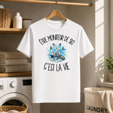 T-shirt Homme Blanc Être moniteur de ski c'est la vie