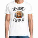T-shirt Homme Blanc Mon poney c'est ma vie