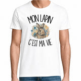 T-shirt Homme Blanc Mon lapin c'est ma vie