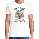 T-shirt Homme Blanc Ma chèvre c'est ma vie