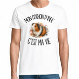 T-shirt Homme Blanc Mon cochon d'Inde c'est ma vie