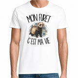 T-shirt Homme Blanc Mon furet c'est ma vie