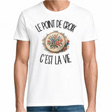 T-shirt Homme Blanc Le point de croix c'est la vie