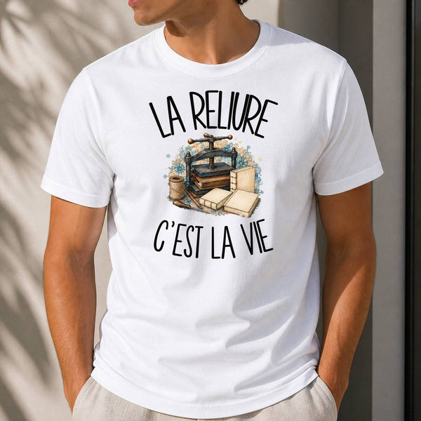 T-shirt Homme Blanc La reliure c'est la vie