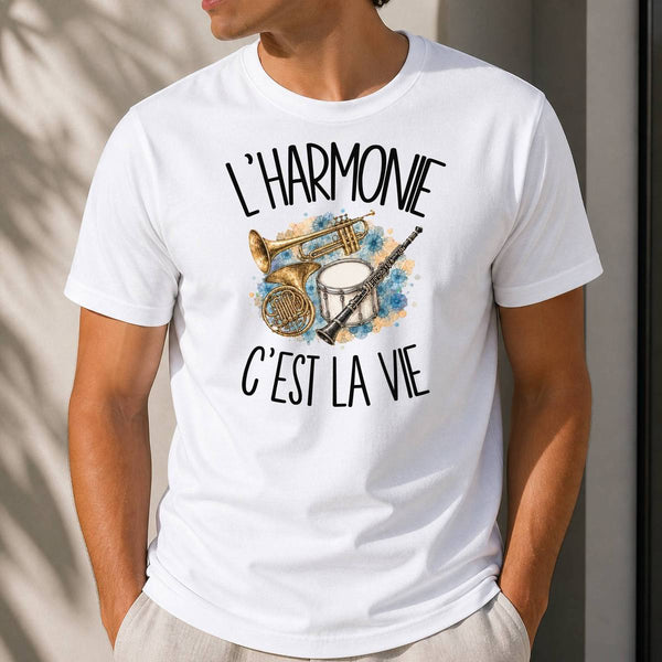 T-shirt Homme Blanc L'harmonie c'est la vie