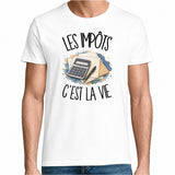 T-shirt Homme Blanc Les impôts c'est la vie