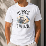 T-shirt Homme Blanc Les impôts c'est la vie
