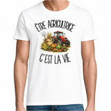 T-shirt Homme Blanc Être agricultrice c'est la vie