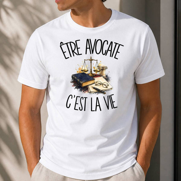 T-shirt Homme Blanc Être avocate c'est la vie