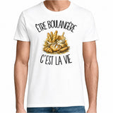 T-shirt Homme Blanc Être boulangère c'est la vie