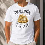 T-shirt Homme Blanc Être boulangère c'est la vie