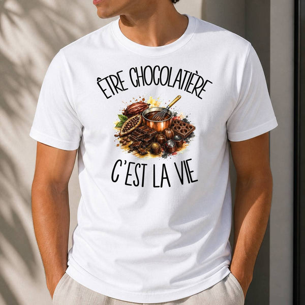 T-shirt Homme Blanc Être chocolatière c'est la vie