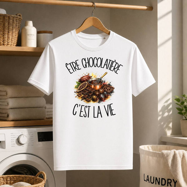 T-shirt Homme Blanc Être chocolatière c'est la vie