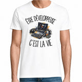 T-shirt Homme Blanc Être développeuse c'est la vie