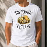 T-shirt Homme Blanc Être fromagère c'est la vie