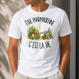 T-shirt Homme Blanc Être pharmacienne c'est la vie