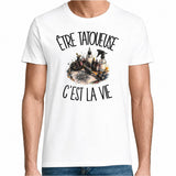 T-shirt Homme Blanc Être tatoueuse c'est la vie