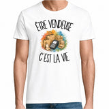 T-shirt Homme Blanc Être vendeuse c'est la vie