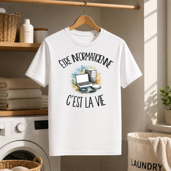 T-shirt Homme Blanc Être informaticienne c'est la vie