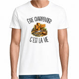 T-shirt Homme Blanc Être charpentier c'est la vie