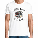 T-shirt Homme Blanc Être chauffeur de bus c'est la vie